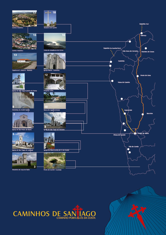 Mapa do Caminho de Santiago de Compostela: distâncias e rotas  Caminho de  santiago de compostela, Caminho de santiago, Caminho de santiago portugues